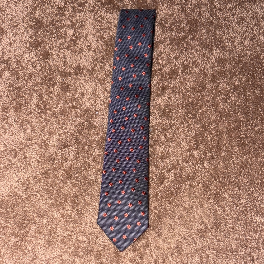 Life After Denim Navy and orange flower Tie New!